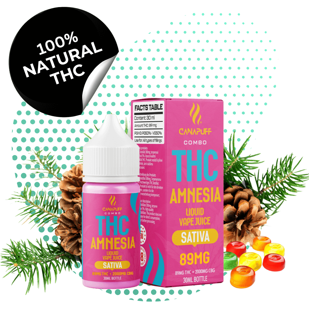 THC Liquid 89mg THC/2000mg CBG - Amnesia - 30ml